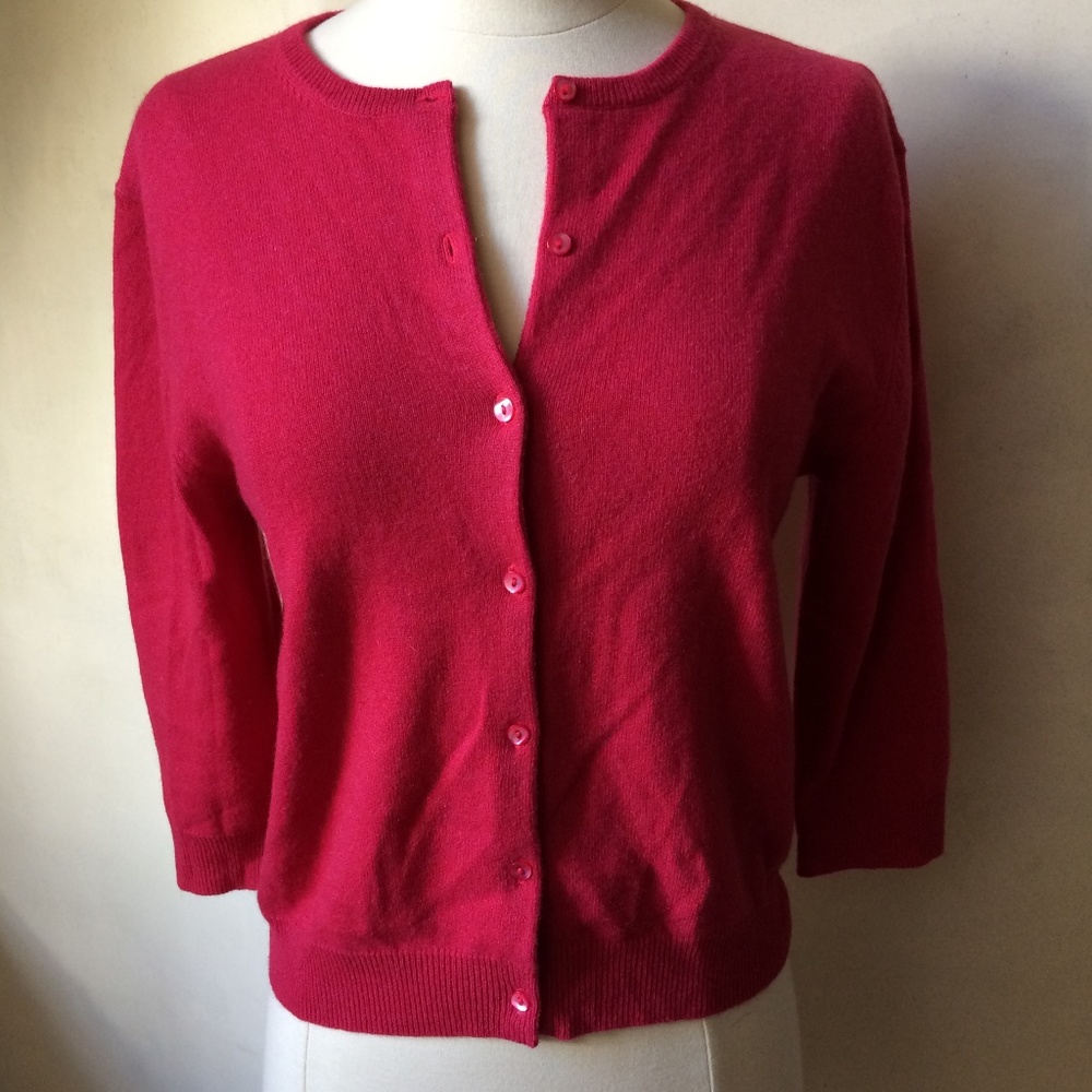 Ron Herman Dark Pink 100% Cashmere Cardigan